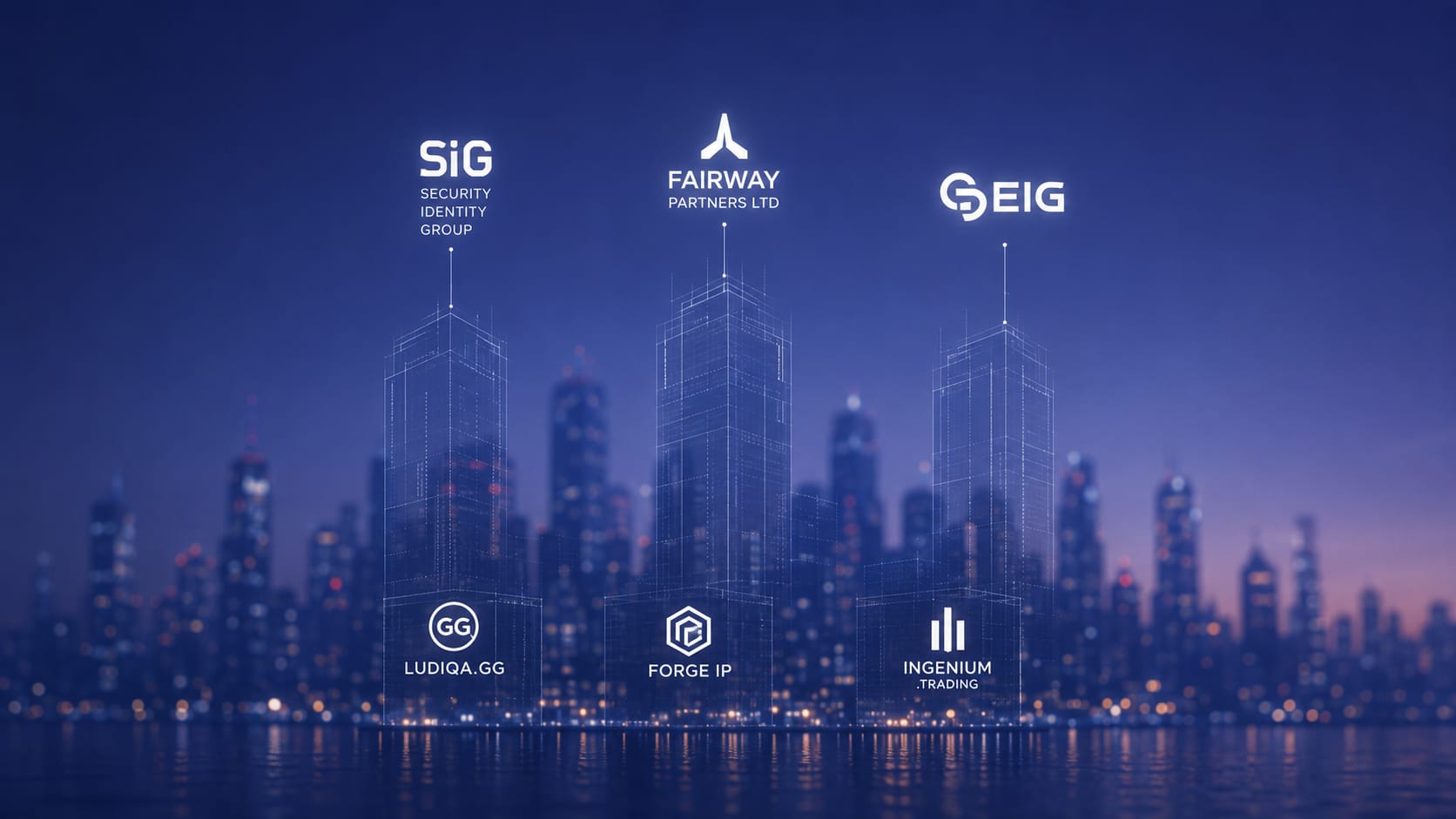 Delta Capital portfolio companies, rendered as a skyline